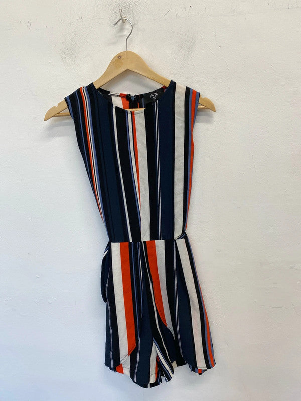 Fab A X Paris striped Playsuit sunset vibes Uk14 crepe GW001