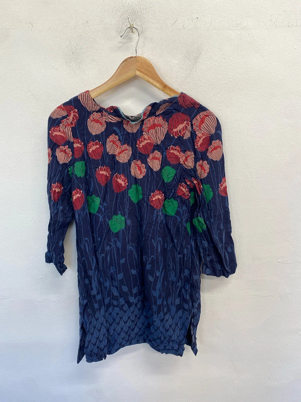 Lovely white stuff navy floral tunic dress UK 12 MM005