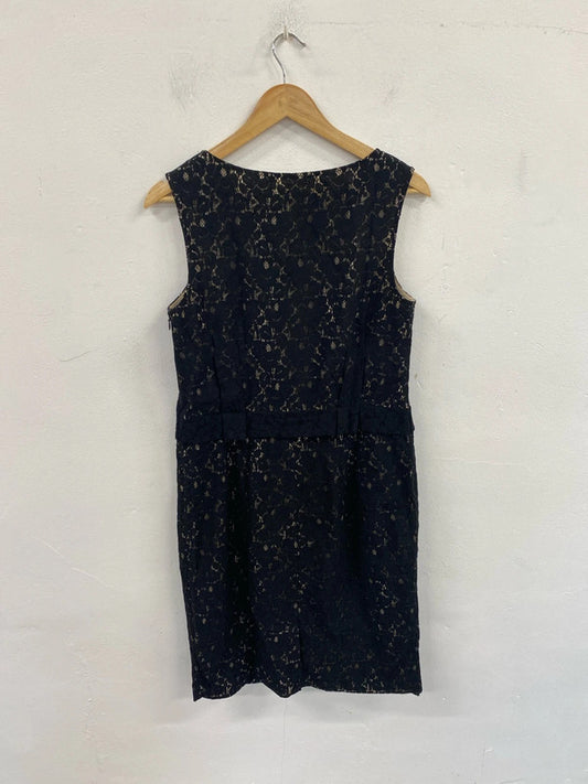 Stylish Monsoon black embroidery dress Uk 14 AW002