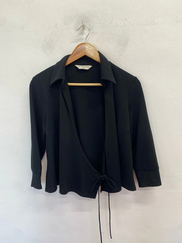 Lovely Dorothy Perkins wrap tie black blouse UK 14 PJ001