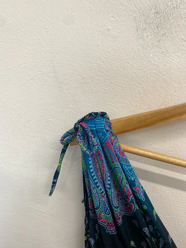 Gorgeous summery boho pattern multicolor mini dress UK S JM004