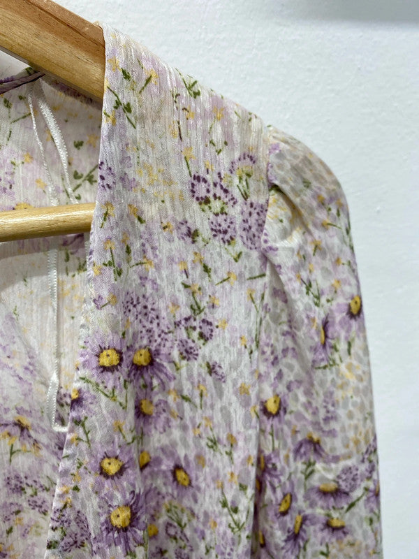 Fabulous H&M lilac flora wrap top lightweight fabric UkS JB001