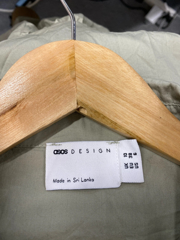 Fabulous ASOS Khaki lightweight cotton smock dress Uk10 LP003