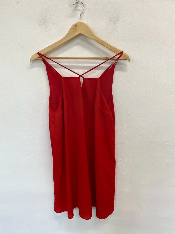 Gorgeous red slip river island cross over dress UK 10 LL003