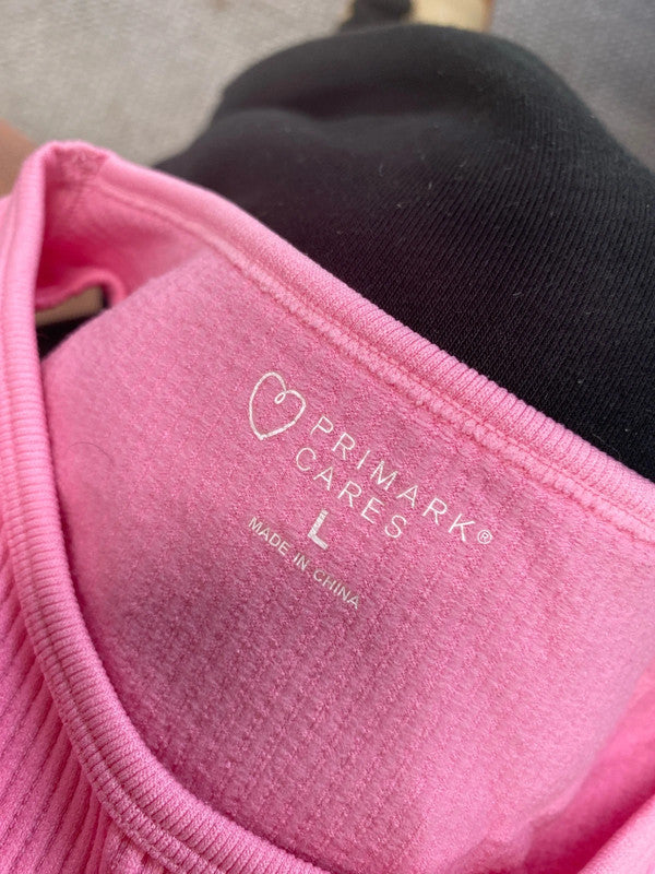 Lovely Primark pink seamless ribbed dress UK L SD001