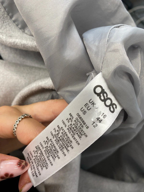 Lovely asos design grey longline jacket UK 16 LG006