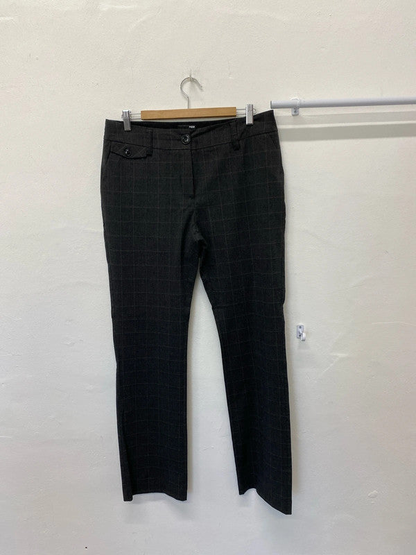 Fabulous H&M Checked brown formal trousers Uk14 KM003