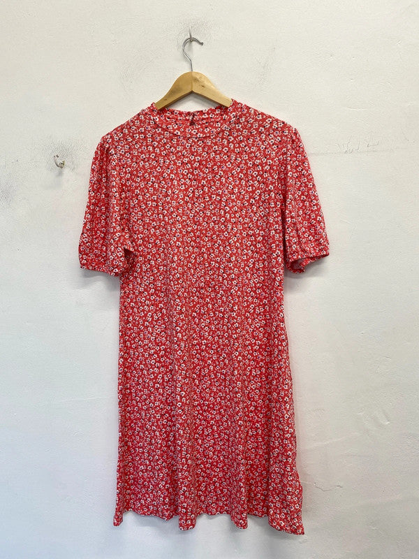 Fabulous Coral pink Reds jersey orients vibes dress M&S Uk16 GW001