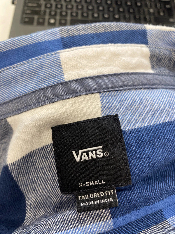 Fabulous men’s vans blue checked cotton slim fit shirt UK xs GK002
