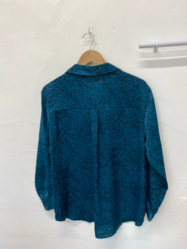 Fabulous dark Teal animal print blouse UkM LL003