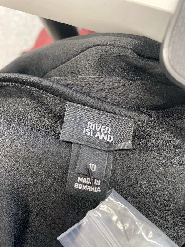 Lovely river island black sexy lace strap one shoulder top UK 10 LN001