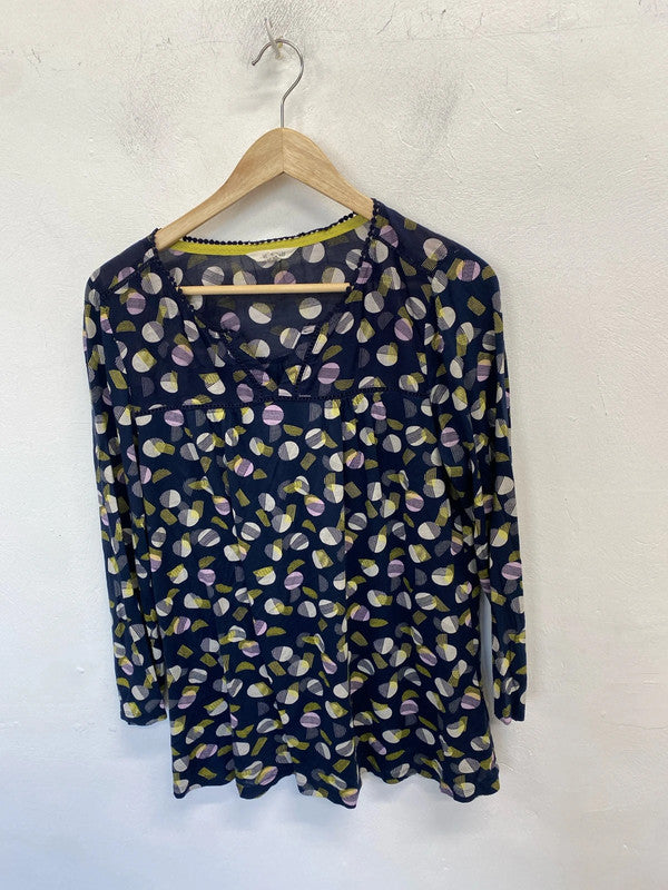 Gorgeous white stuff navy spotted lightweight blouse top UK 12 GK002