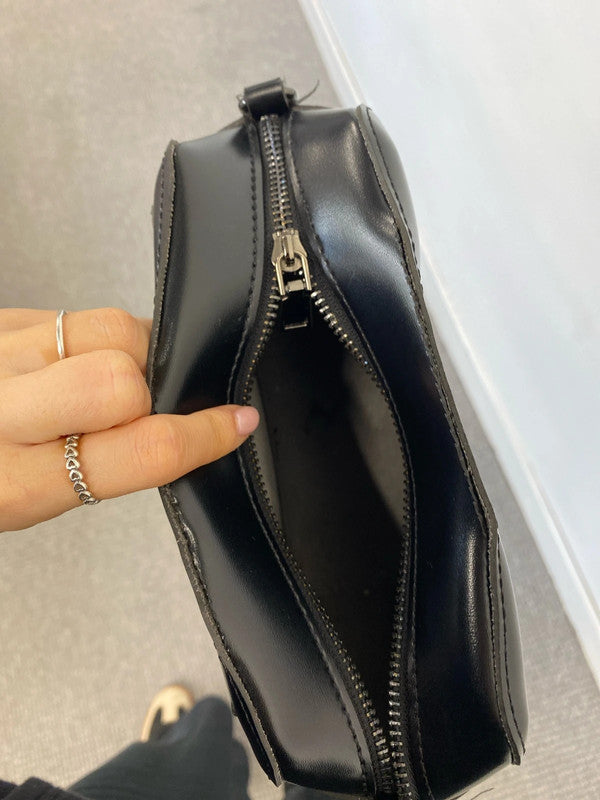 Lovely Claudia canova black faux leather leopard strap across body bag one size RF001