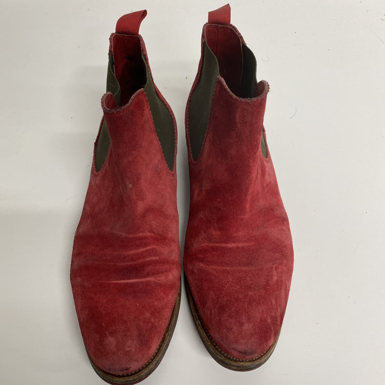 Gorgeous Red Suede George’s Chelsea Boots UK4 36 Super Soft Handmade SS002
