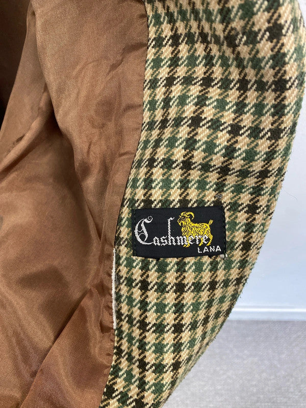 Vintage Womens Stylish Green Houndstooth Cashmere Blend Blazer UK 10-12 MM005