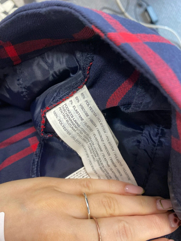 Stunning mango navy red checkered shorts UK 12 JM005