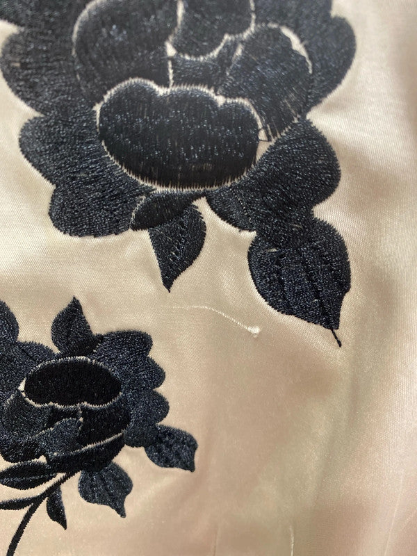 Coast Gorgeous Cream & Black Floral Embroidered Satin Belted Dress UK 14 AW002