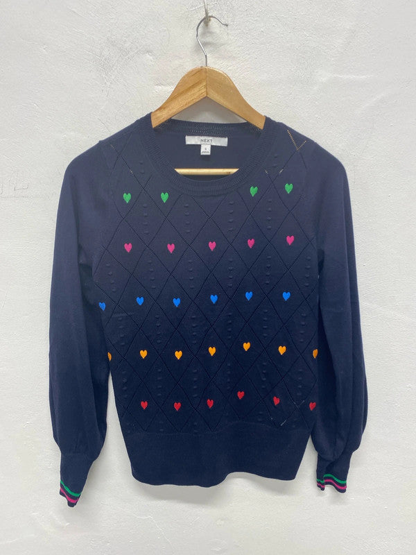 Fabulous Next super fine knit hearts jumper Uk S MA003