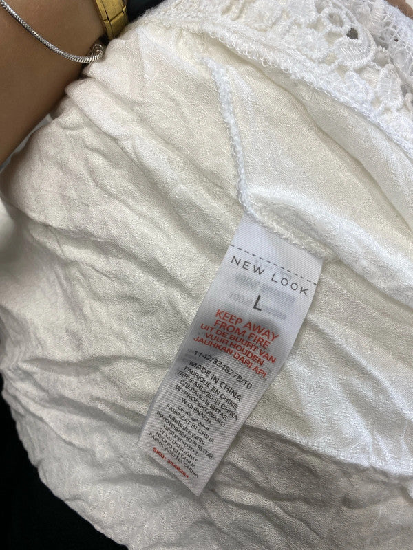 Lovely new look white broderie beach cover UK L LD003