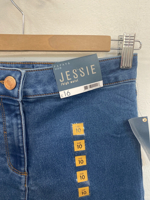 Papaya Fab Jessie Blue High Waist Skinny Jeggings UK 10 AO001