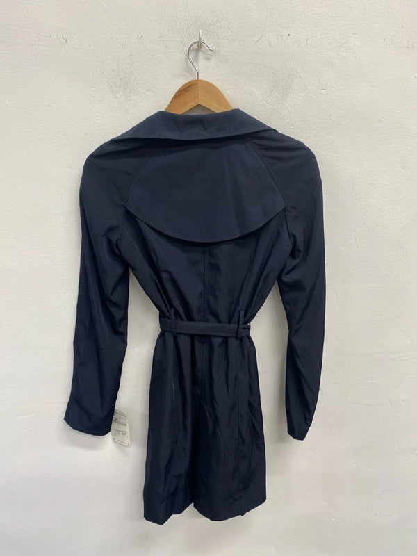 Stunning Zara navy trench mac UK XS KM004