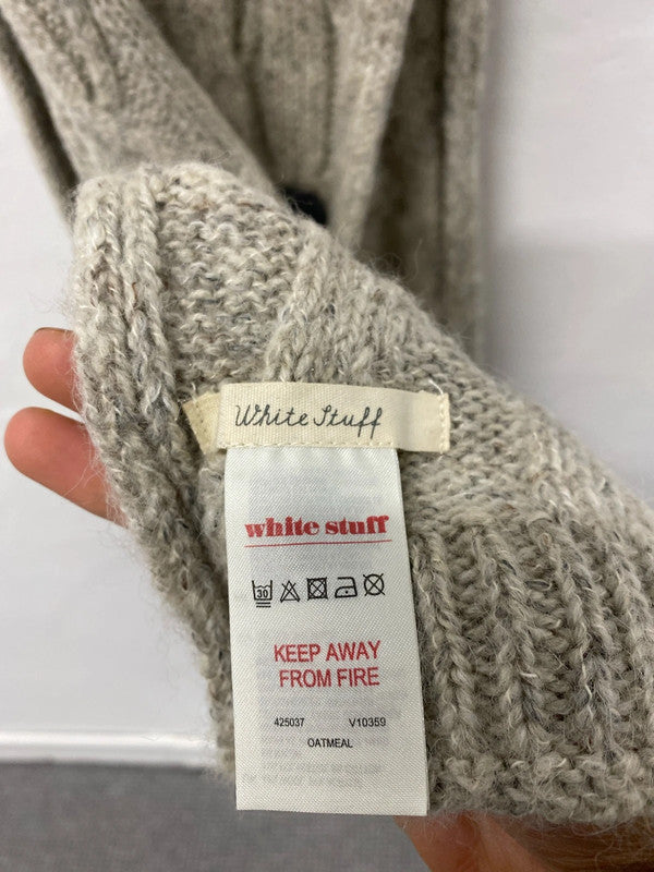 Fabulous Oatmeal Pom Pom wool blend knit scarf from White stuff MA003
