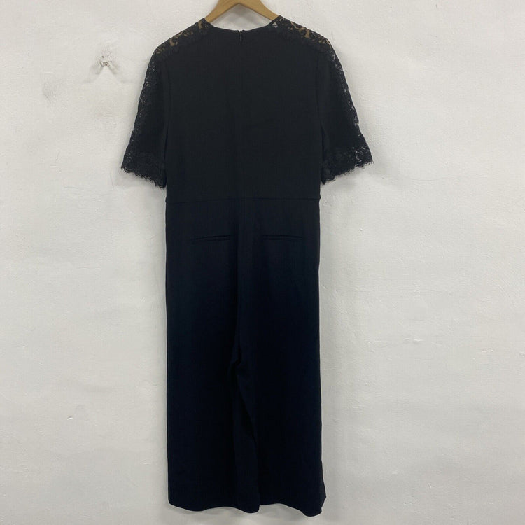 LK Bennett Black Lace Accented Jumpsuit UK 16 NE001