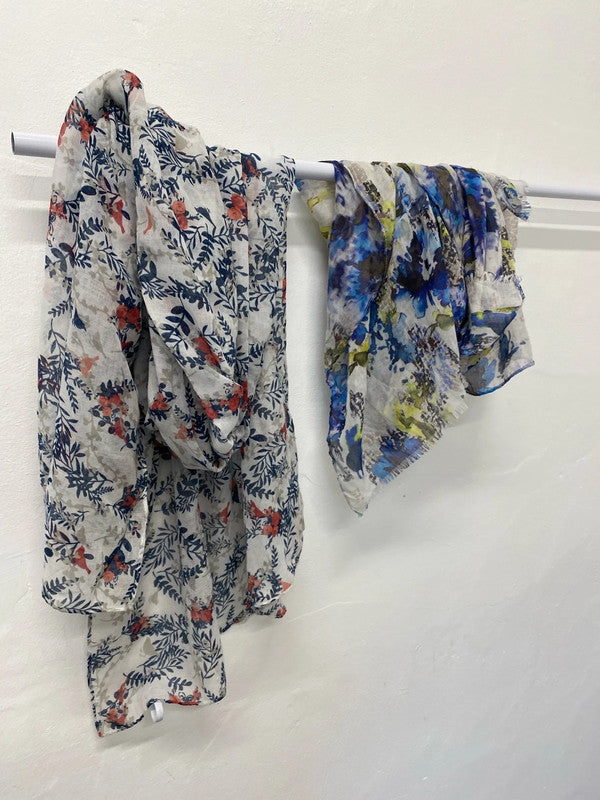 Fabulous duo of floral watercolour abstract scarves IM001