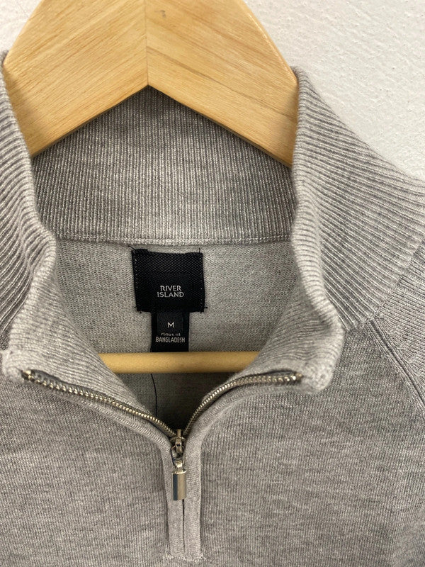 Classic 1/4 zip River Island grey jumper M SD001