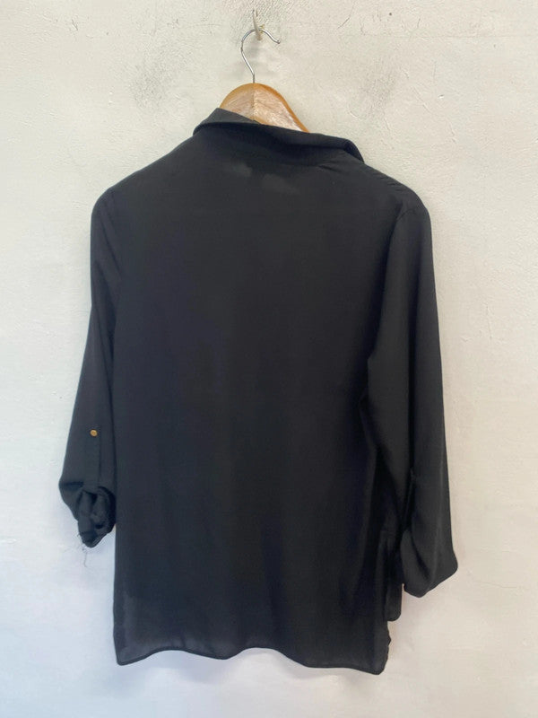 Lovely new look lightweight black blouse UK 14 PJ001