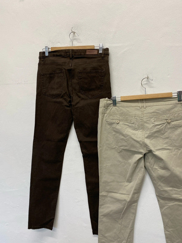 Fabulous Duo of slim fit chinos Uk14 brown cream classics #28 KM003