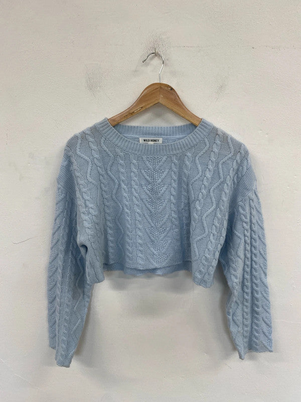 Wild Honey Preppy Baby Blue Crop Jumper Size S MM005