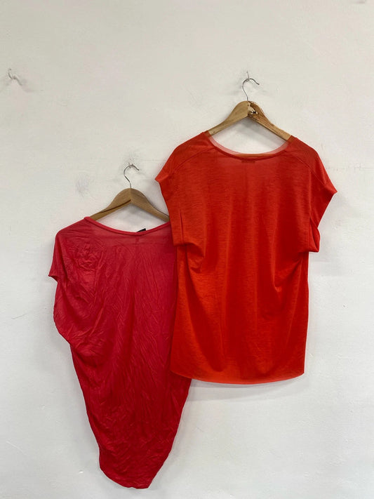 Zara Topshop Fabulous Coral Orange Tunic Tops Duo UK 12 #16 NN001