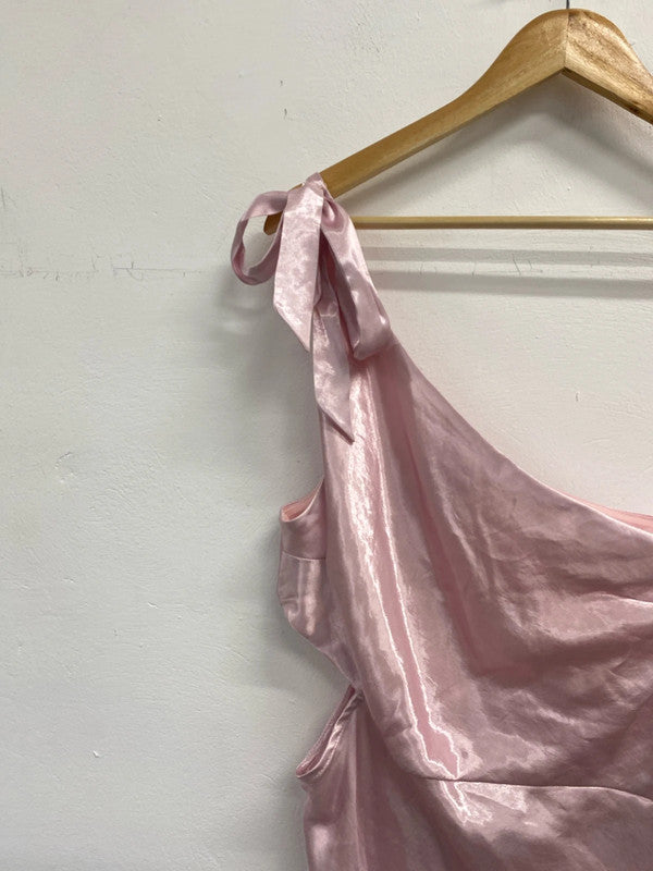 Fabulous Barbie Pink evening dress Midaxi Uk14 cut out KD001