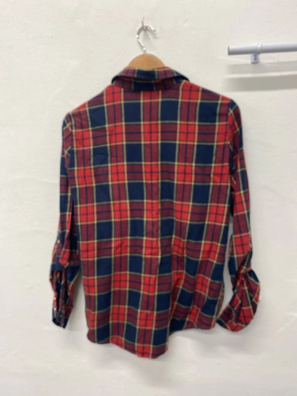 Fabulous Western tartan vibe shirt studded UkM pure cotton Zara JB001