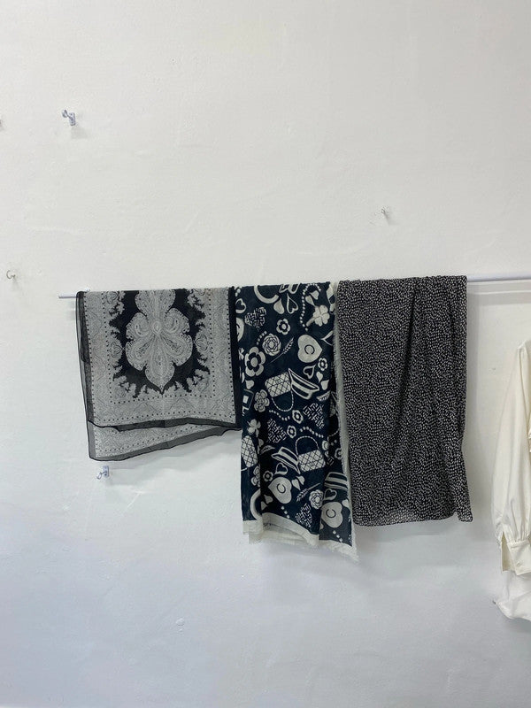 Malissa J & Unbranded Fabulous Black & White Scarves Trio #4 IM001