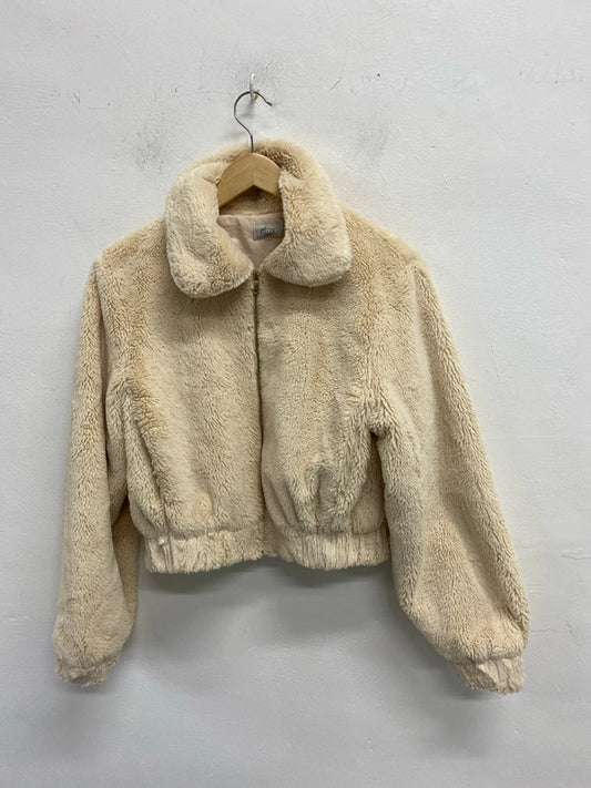 Fabulous Oh Polly fluffy cropped faux fur bomber jacket UkXS ZM001