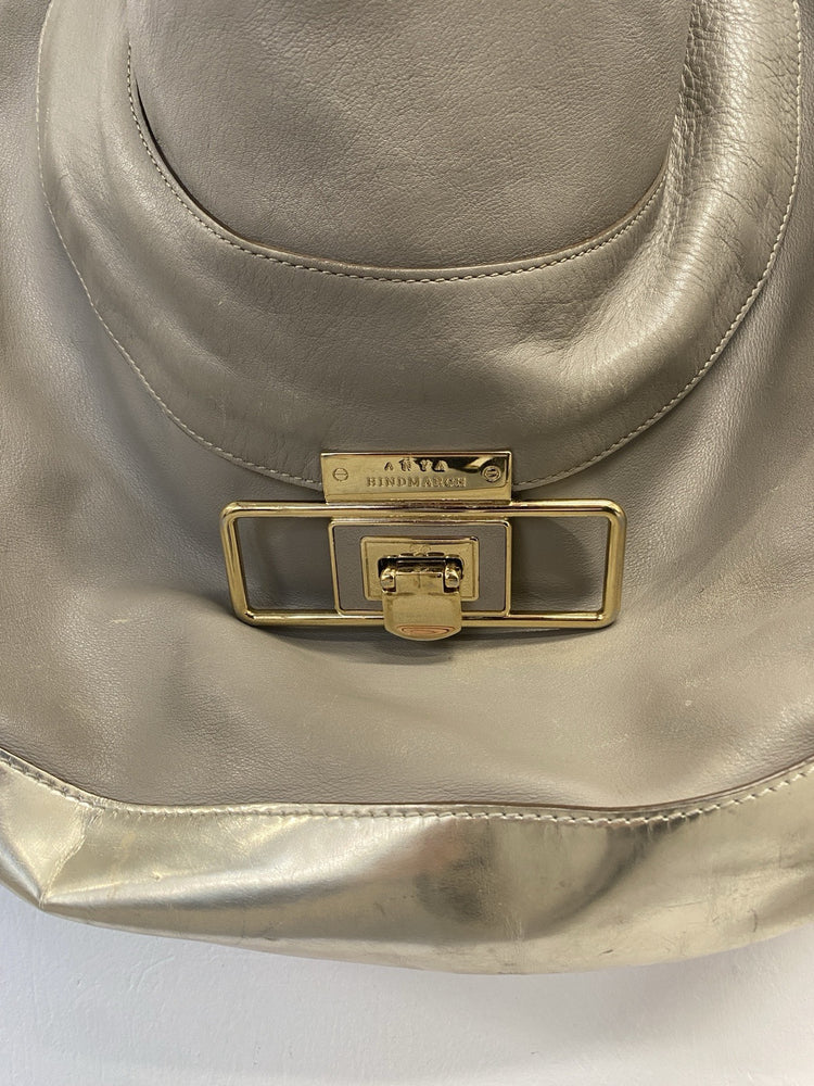 Lovely Anya Hindmarch Cooper Cream Silver Hobo Handbag JP001