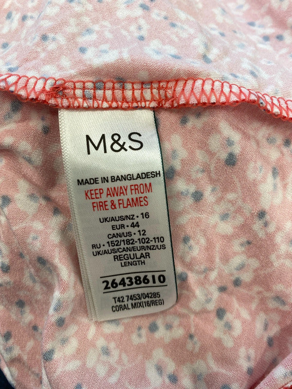 Fabulous Coral pink Reds jersey orients vibes dress M&S Uk16 GW001