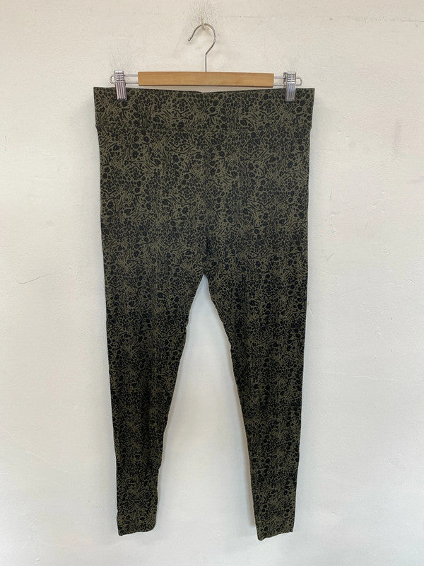 M&S Stylish Green Animal Print Leggings UK 14 LG004