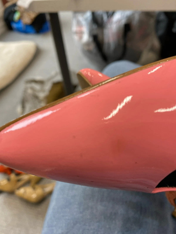 Fabulous Barbie Pink stiletto shoes UK6 faux patent leather KM004