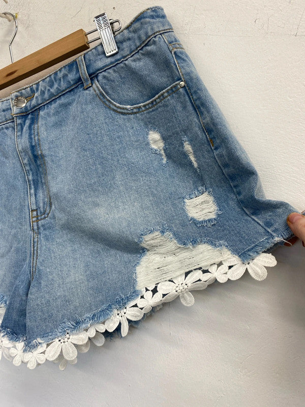 Fabulous Very Super flower power shorts denim Uk16 GW001