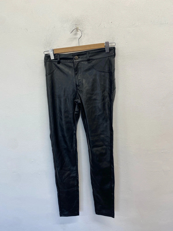Fabulous Calzedonia faux leather black trousers UK XS AE001