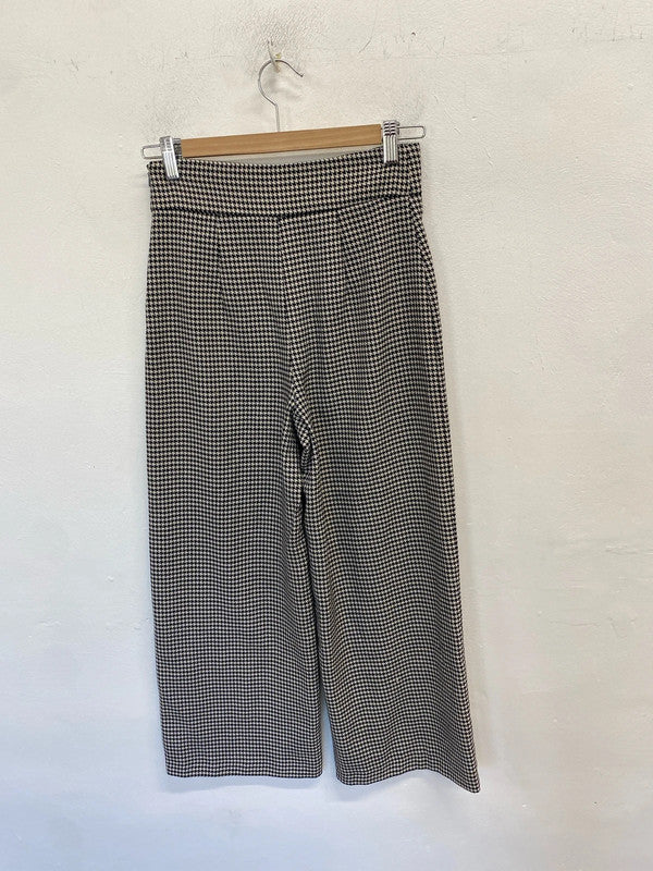 Lovely Zara houndstooth wide leg trousers UK XS AE001