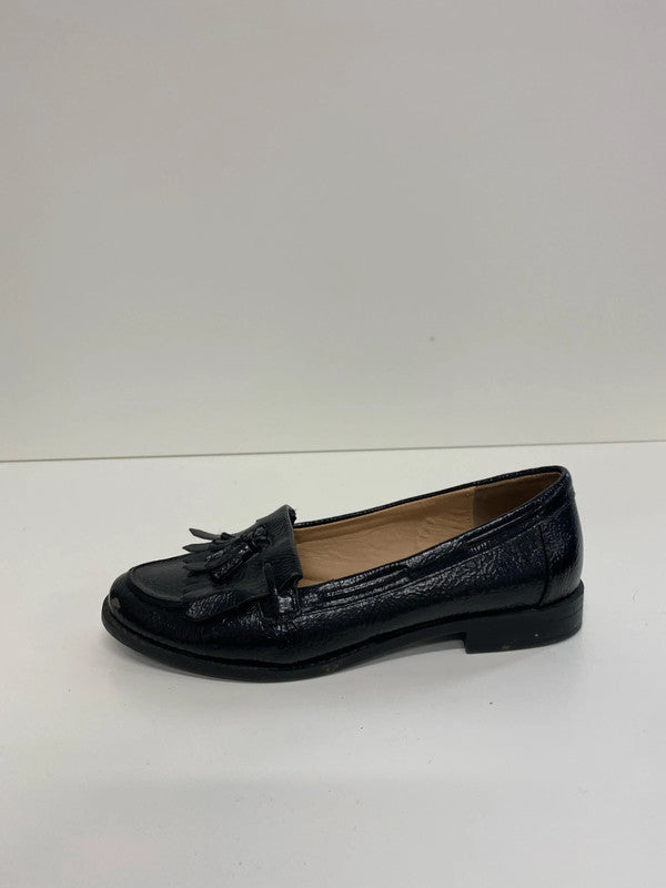 M&S Stylish Black Patent Loafers UK 4 NC001