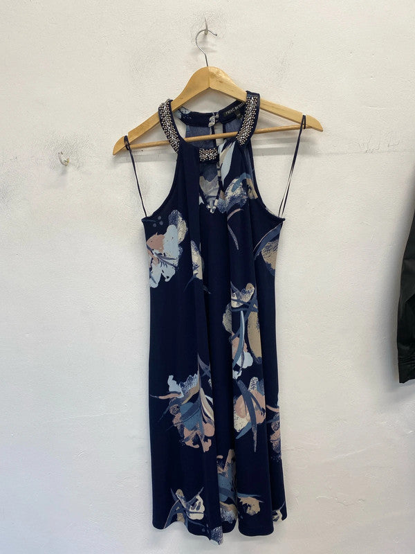 Fabulous Next Blue floral diamond embellished dress Uk12 GW001