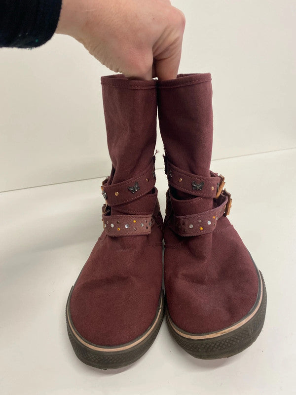 Fabulous burgundy Next embellished biker boots Uk4 GK002