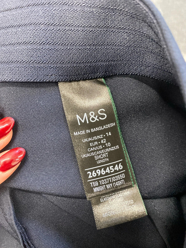 Lovely m&s navy short trousers office UK 14 short AO001
