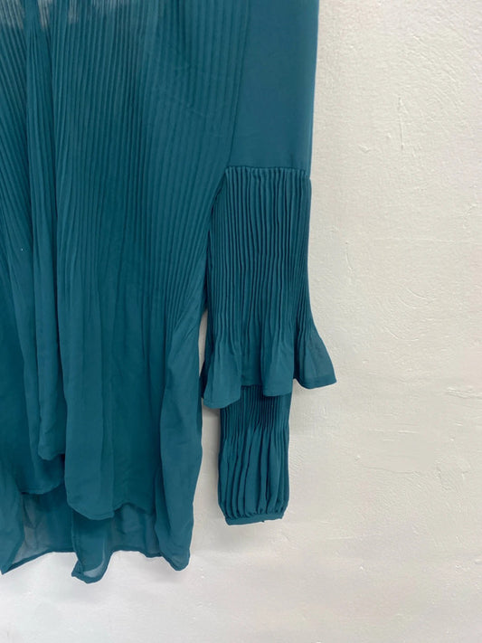 Stunning river island pleated dark green blouse UK S KM004
