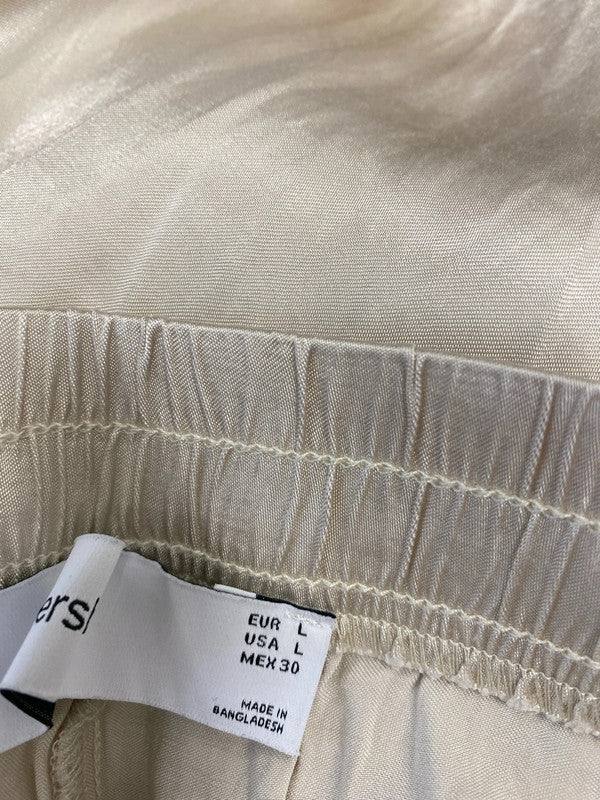 Fabulous Bershka champagne loose fit elastic waist trousers Uk L KS002